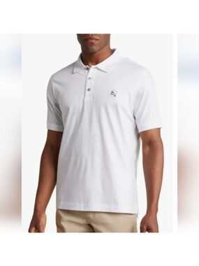 ROBERT GRAHAM MEN'S SOLID WHITE NEW POLO SHIRT MEDIUM